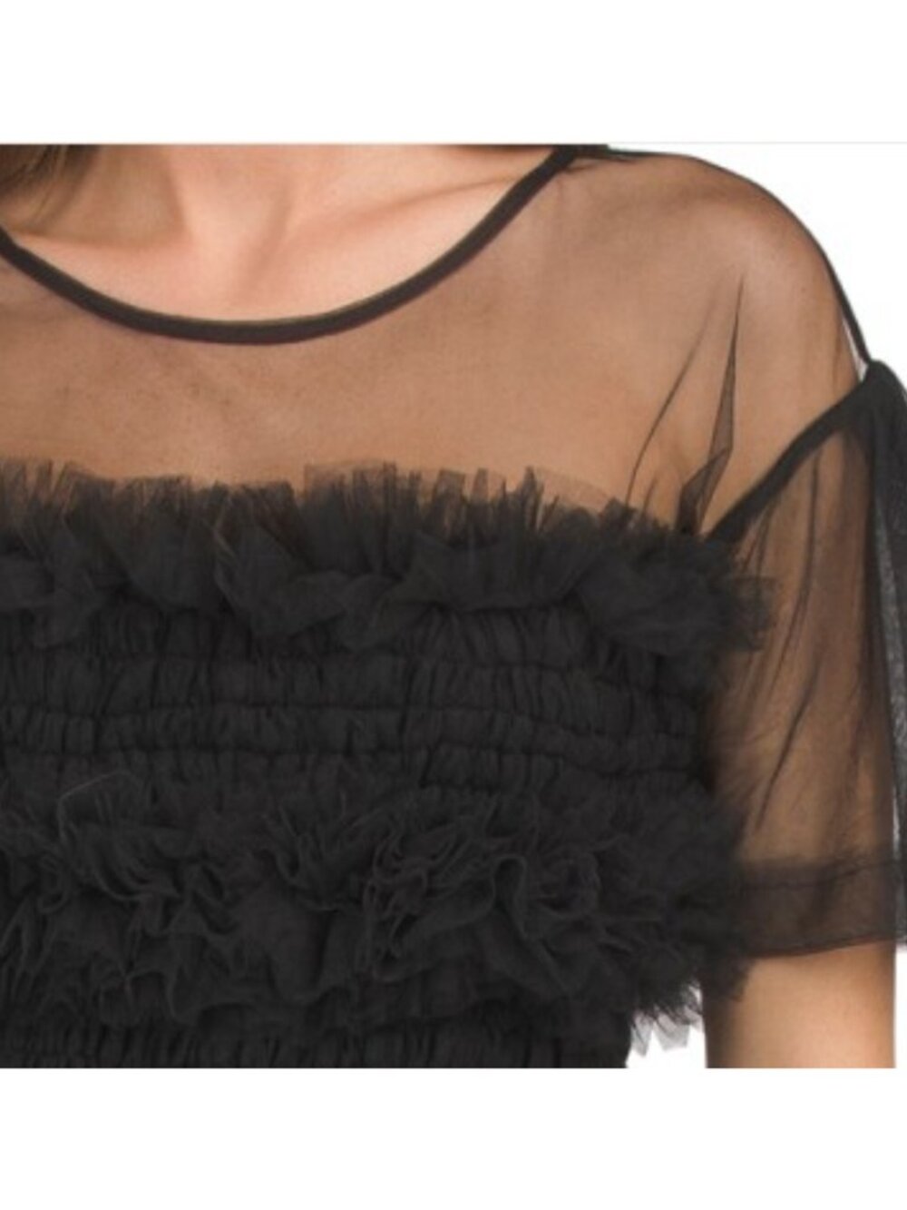 BEULAH Short Sleeve Tulle Mini Dress - Picture 3 of 5